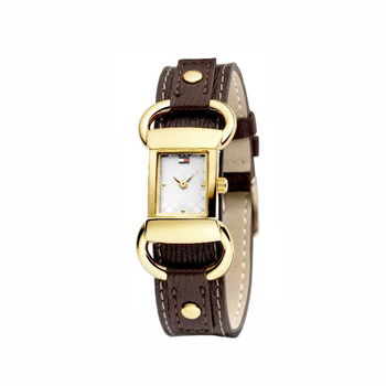 TOMMY HILFIGER silver dial brown strap