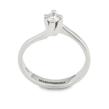 Μονόπετρο δαχτυλίδι φλόγα Κ18 λευκόχρυσο DIAMONDJOOLS με διαμάντι 0.20ct , VS1 , H