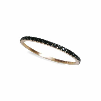 Δαχτυλίδι ολόβερο Κ14 ροζ χρυσό με μαύρα ζιργκόν