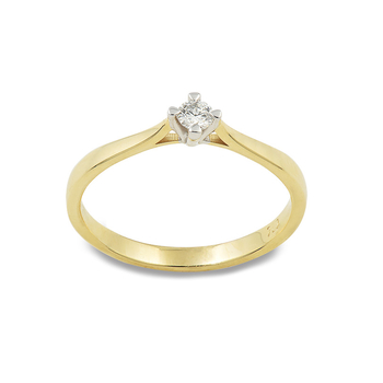 Μονόπετρο δαχτυλίδι Κ18 κίτρινο χρυσό με διαμάντι 0.11ct , VS , F