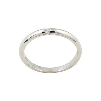 Μονόπετρο δαχτυλίδι-βέρα Κ18 λευκόχρυσο με μικρό διαμάντι