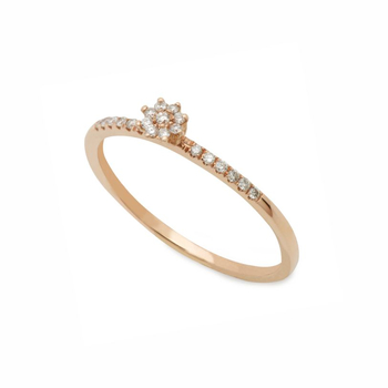Δαχτυλίδι ροζέτα Κ18 ροζ χρυσό με διαμάντια