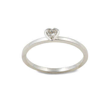 Μονόπετρο δαχτυλίδι Κ18 λευκόχρυσο με διαμάντι heart 0.15ct , VS , H