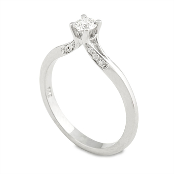 Μονόπετρο μεικτό δαχτυλίδι Κ18 λευκόχρυσο DIAMONDJOOLS με διαμάντι 0.24 ct και πλαϊνα διαμάντια