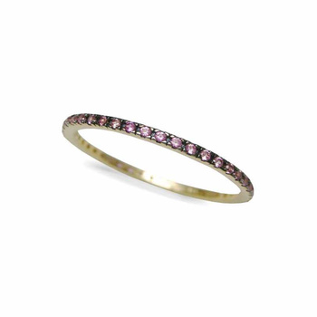 Δαχτυλίδι ολόβερο Κ14 χρυσό με ροζ ζιργκόν