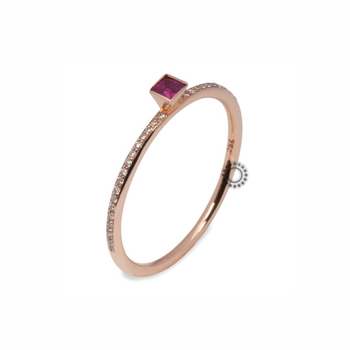 Δαχτυλίδι Κ18 ροζ χρυσό με ρουμπίνι & διαμάντια