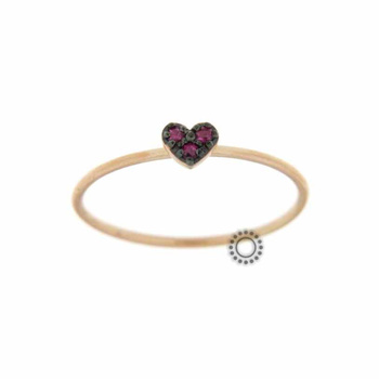 Δαχτυλίδι καρδιά Κ18 ροζ χρυσό με ρουμπίνια