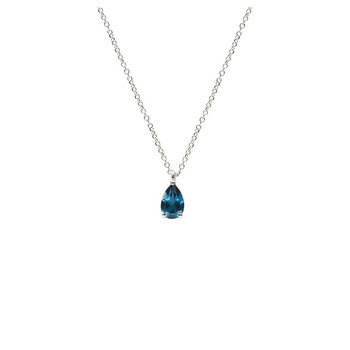 Κολιέ δάκρυ Κ18 λευκόχρυσο με τοπάζι London Blue