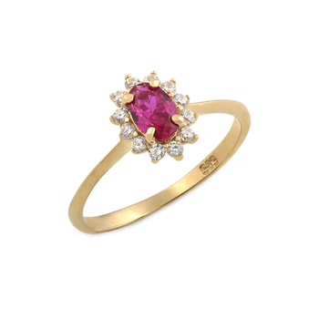 Δαχτυλίδι ροζέτα Κ14 χρυσό με ζιργκόν
