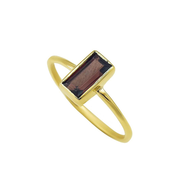 Δαχτυλίδι Κ14 χρυσό με καφέ ροδολίτη