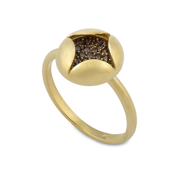 Δαχτυλίδι Κ14 χρυσό με καφέ ζιργκόν
