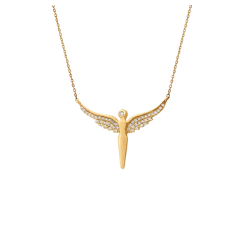 Κολιέ άγγελος με φτερά Κ18 χρυσό με διαμάντια