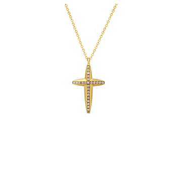 Σταυρός με αλυσίδα Κ18 χρυσός με διαμάντια 49754