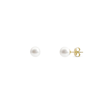 Σκουλαρίκια Κ14 χρυσά με μαργαριτάρι 6 mm - 6.5 mm