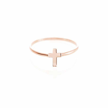 Δαχτυλίδι σταυρός Κ9 ροζ χρυσό
