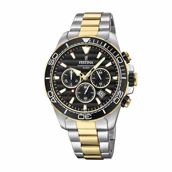 FESTINA chronograph black dial & two-tone bracelet