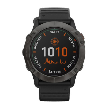 GARMIN Fenix 6X Pro Solar Titanium Carbon Gray DLC with Black Band