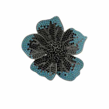 Δαχτυλίδι λουλούδι μαύρο ασήμι 925 με ζιργκόν