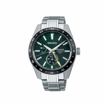 SEIKO Presage Automatic GMT Green Dial Steel Bracelet
