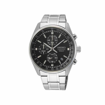 SEIKO Chronograph Black Dial Steel Bracelet