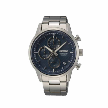 SEIKO Chronograph Blue Dial Titanium Bracelet