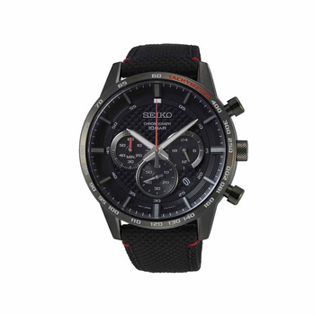 SEIKO Chronograph Black Dial Black Strap