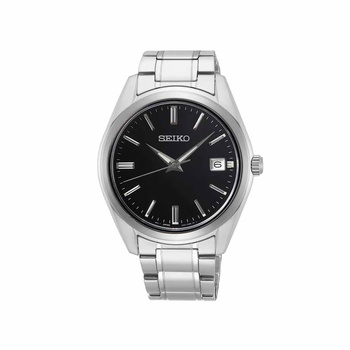 SEIKO Date Black Dial Steel Bracelet