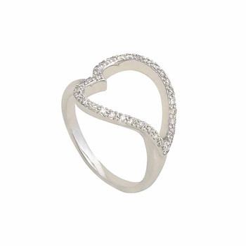 Δαχτυλίδι καρδιά Κ18 λευκόχρυσο με διαμάντια