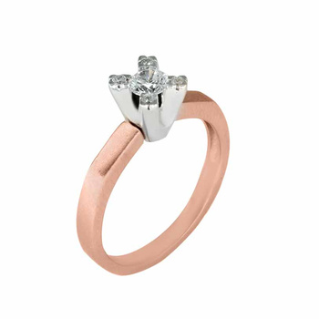 Δαχτυλίδι μονόπετρο Κ14 ροζ χρυσό με ζιργκόν