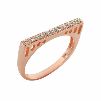 Δαχτυλίδι σειρέ Κ14 ροζ χρυσό με ζιργκόν