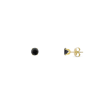Σκουλαρίκια μονόπετρα Κ14 χρυσά με μαύρα ζιργκόν 3 mm