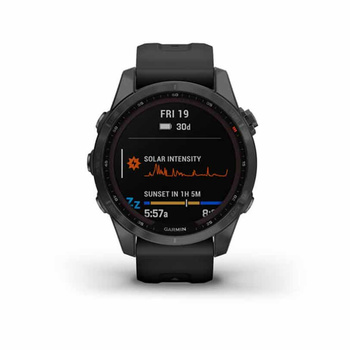 GARMIN Fenix 7S Sapphire Solar Titanium Carbon Gray DLC with Black Band