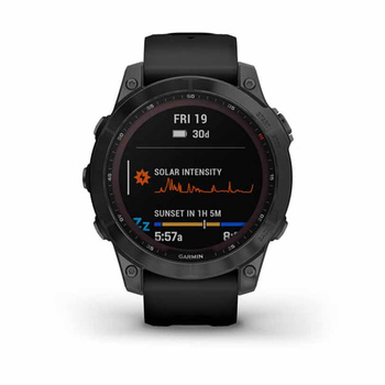GARMIN Fenix 7 Sapphire Solar Titanium Carbon Gray DLC with Black Band