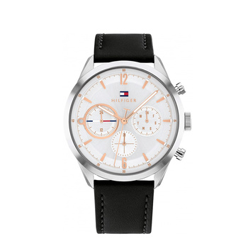 TOMMY HILFIGER Matthew silver dial & black strap