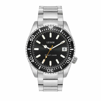 LE DOM Divers black dial steel bracelet