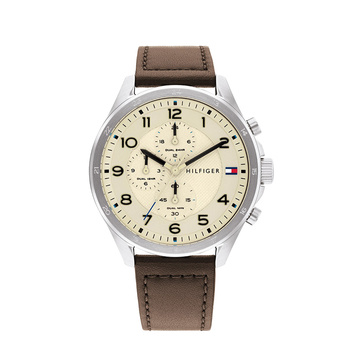 TOMMY HILFIGER Axel beige dial brown strap
