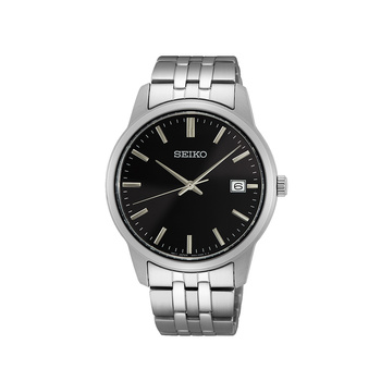 SEIKO Date Black Dial Steel Bracelet