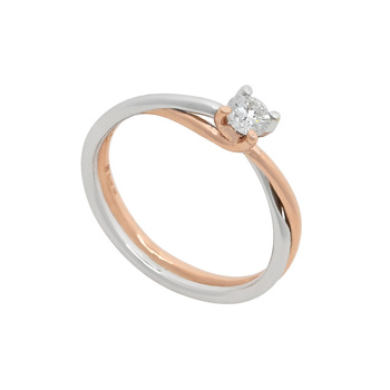 Μονόπετρο δαχτυλίδι Κ18 λευκόχρυσο και ροζ ρυσό με διαμάντι 0.23ct