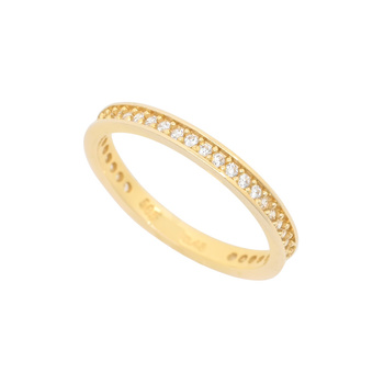 Δαχτυλίδι ολόβερο Κ14 χρυσό με χωνευτά ζιργκόν