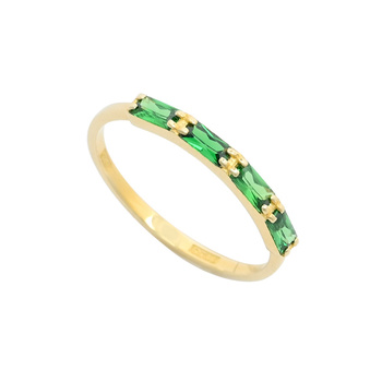 Δαχτυλίδι Κ14 χρυσό με 4 πράσινα ζιργκόν
