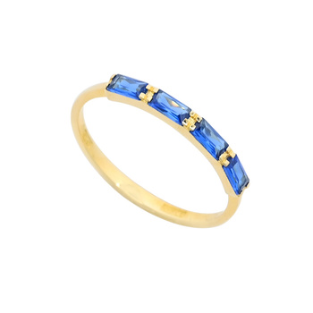 Δαχτυλίδι Κ14 χρυσό με 4 μπλε ζιργκόν