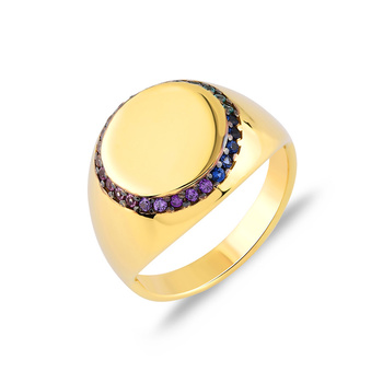 Δαχτυλίδι σεβαλιέ από ασήμι 925 με χρωματιστά ζιργκόν
