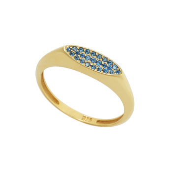 Δαχτυλίδι Κ9 χρυσό με γαλάζια ζιργκόν