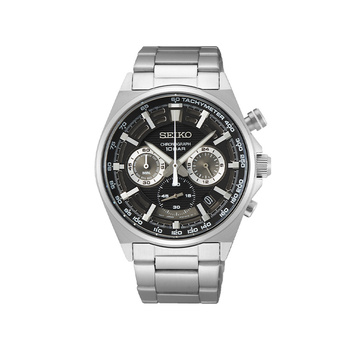 SEIKO Chronograph Black Dial Steel Bracelet