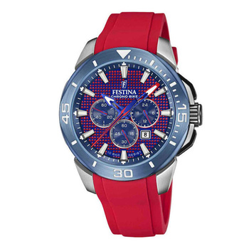 FESTINA CHRONO BIKE MEN'S RED RUBBER WATCH