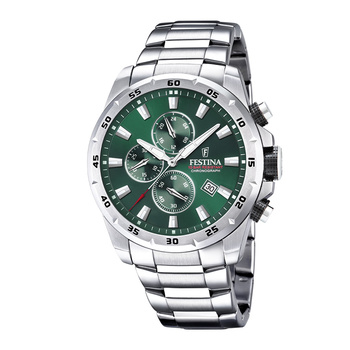 FESTINA MEN'S GREEN STAINLESS STEEL WATCH BRACELET