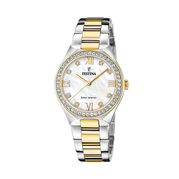 FESTINA Women's Cream Solar Energy Stainless Steel