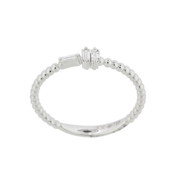 Δαχτυλίδι Κ18 λευκόχρυσο με διαμάντια μπαγέτες