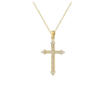 Σταυρός με αλυσίδα Κ18 χρυσός με διαμάντια