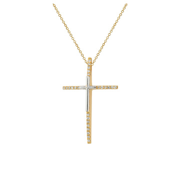 Σταυρός με αλυσίδα Κ18 χρυσός με διαμάντια